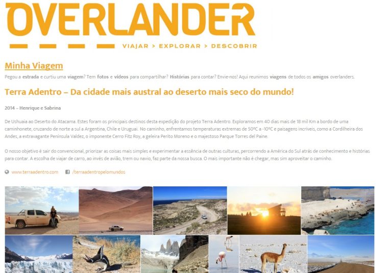 Terra Adentro no portal Overlander