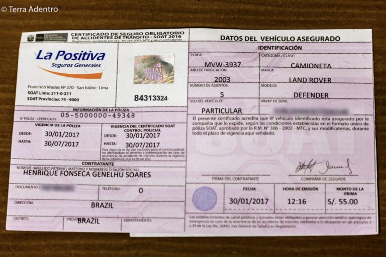SOAT: Seguro obrigatório no Peru