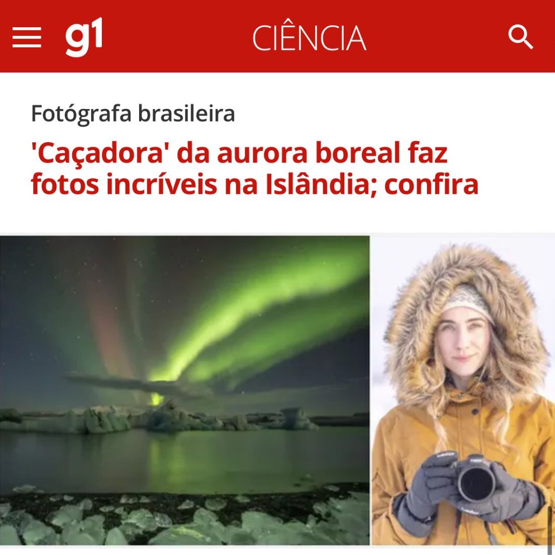 Reportagem do G1 sobre Aurora Boreal