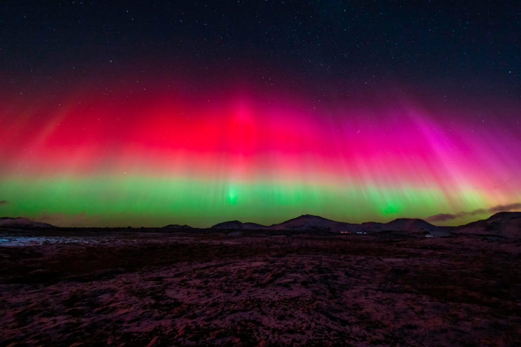 Aurora Boreal durante a tempestade solar
