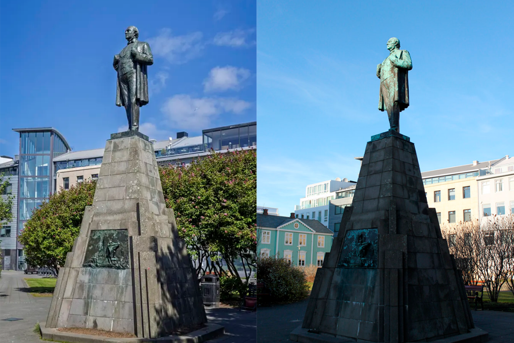 Estátua de Jón Sigurðsson no centro histórico de Reykjavík.