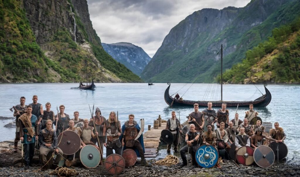 Time da Noruega para a Copa do Mundo 2026 em cenário viking.